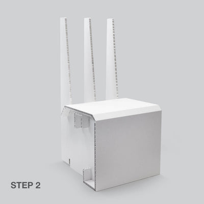 Stage 2 of White Chair for temporary home office solutions by Dufaylite