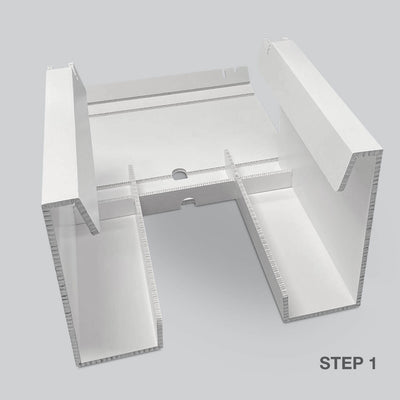 Stage 1 of White Desk for temporary home office solutions by Dufaylite