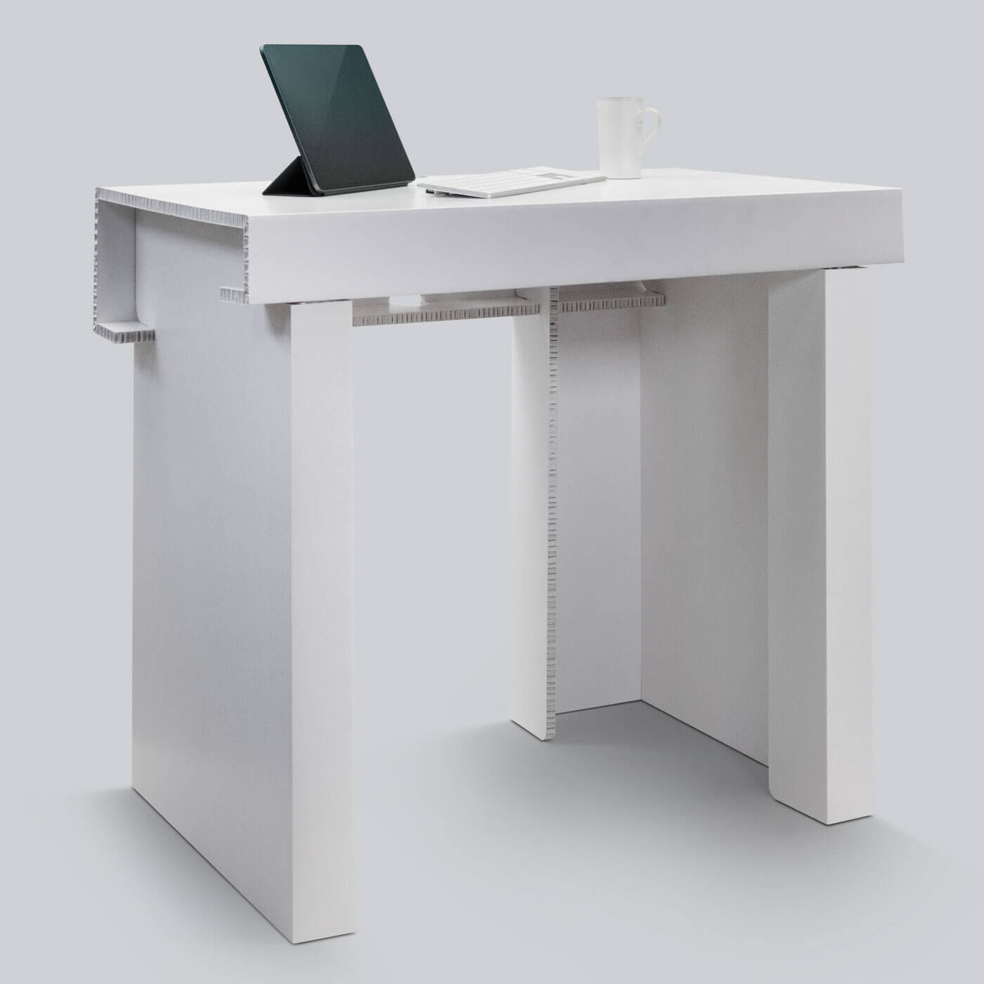 White Desk for temporary home office solutions by Dufaylite